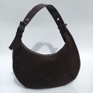 Brown Suede & Leather Hobo Bag